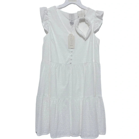Joie Dresses & Skirts - Joie NEW White Tiered Babydoll Prairie Eyelet Cottagecore Mini Dress Size Small
